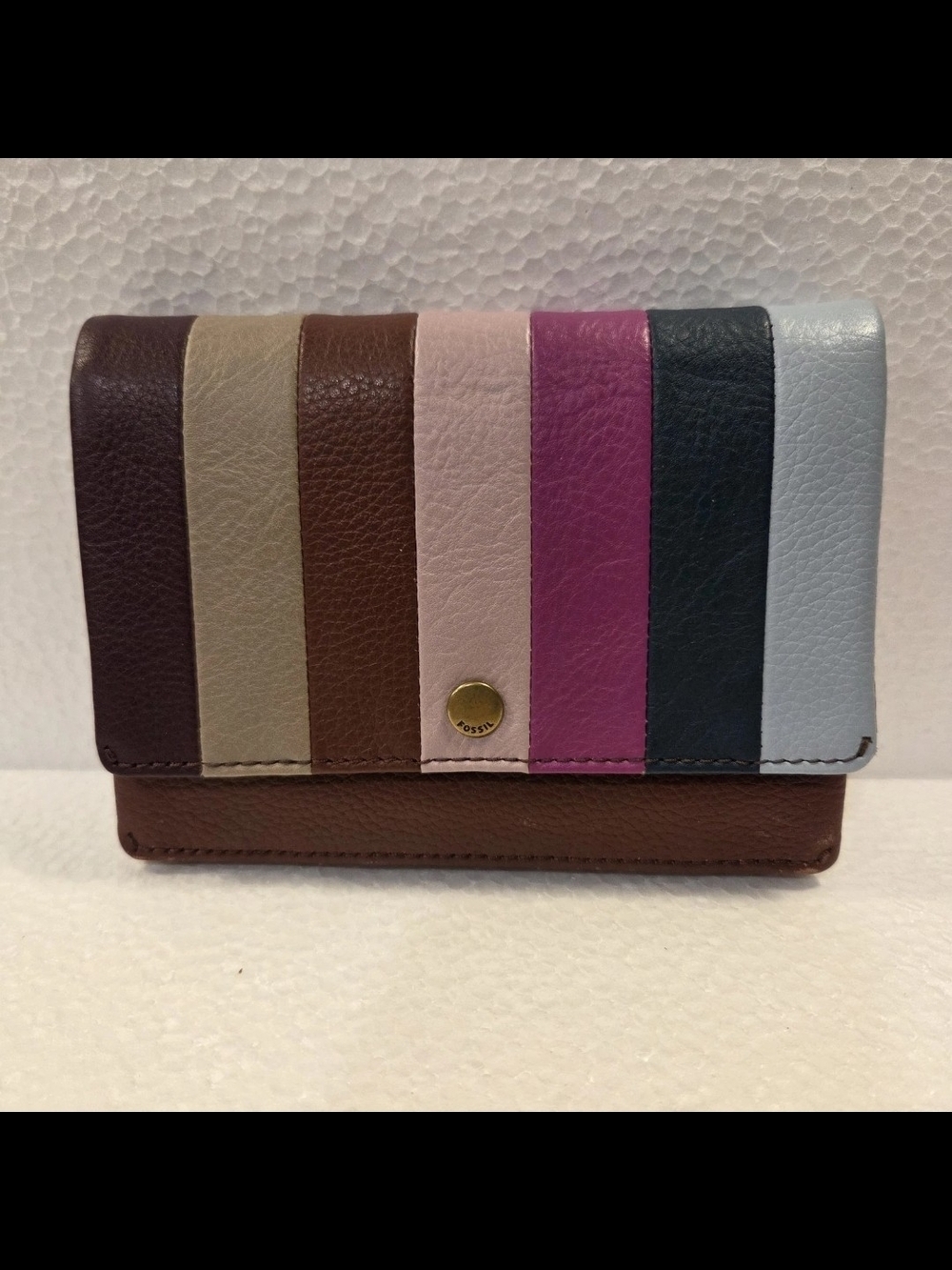 Fossil Multi-Stripe Leather Compact Wallet - Multi Color
